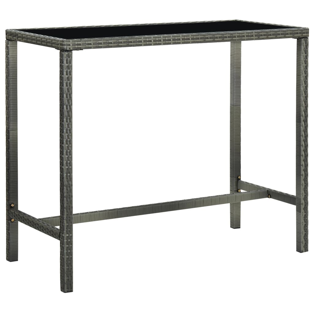 E-shop Multidom Záhradný barový stôl sivý 130x60x110 cm polyratan a sklo