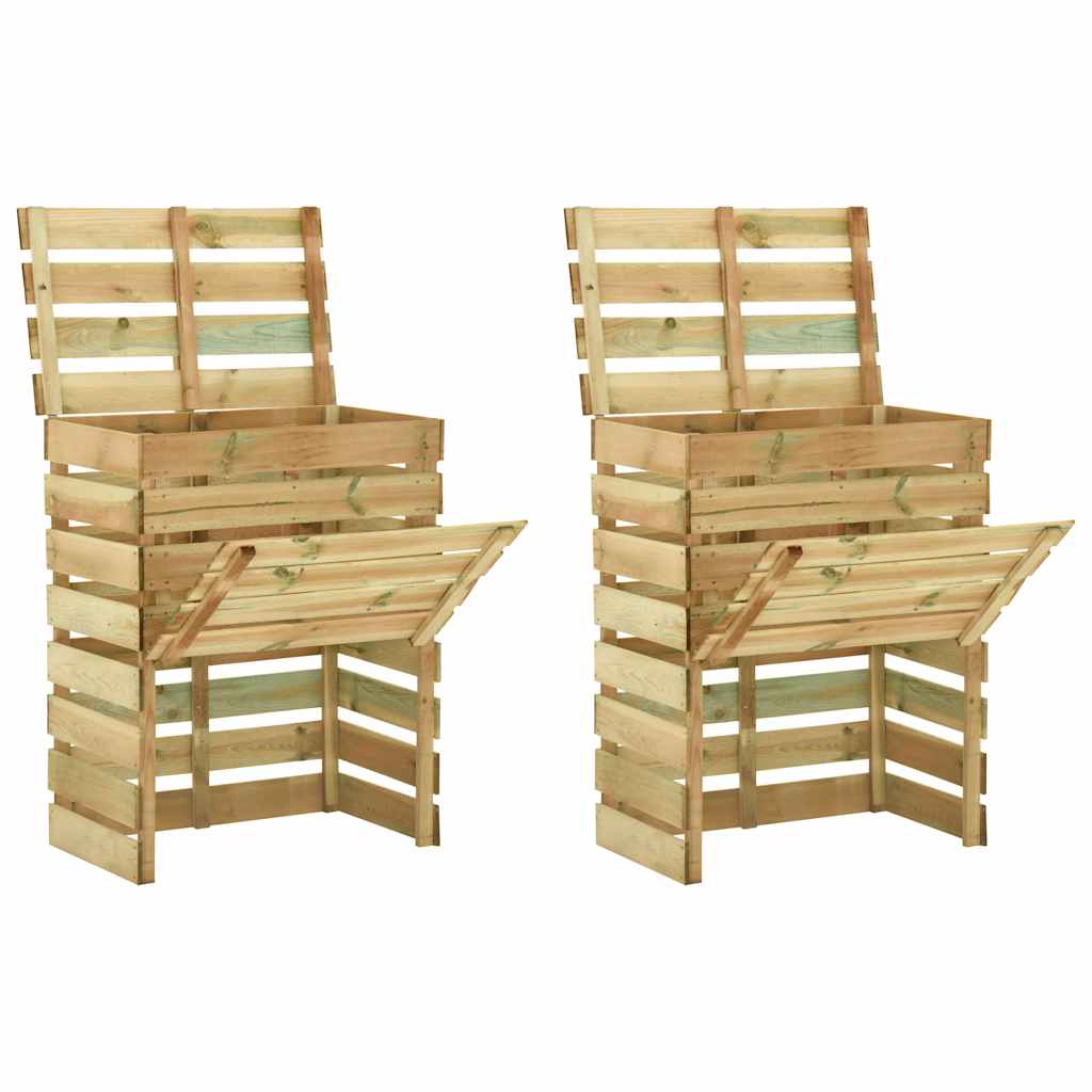 E-shop Multidom Latkový záhradný kompostér 2 ks 80x50x100 cm, borovicové drevo