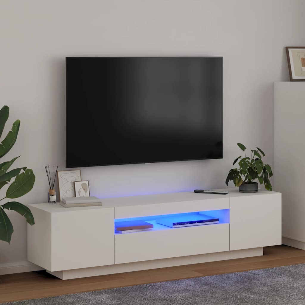 E-shop Multidom TV skrinka s LED svetlami biela 160x35x40 cm