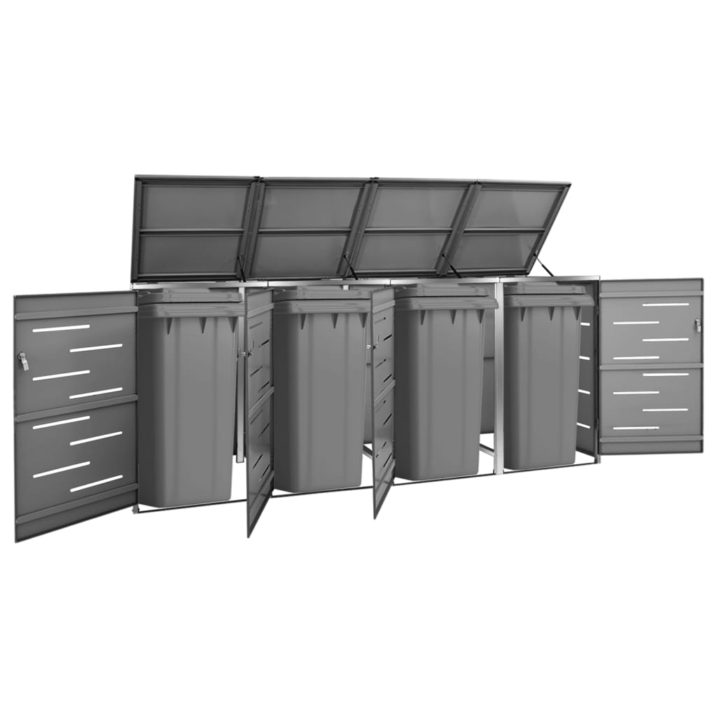 E-shop Multidom Ohrada na 4 odpadkové koše 276,5x77,5x112,5 cm nerezová oceľ