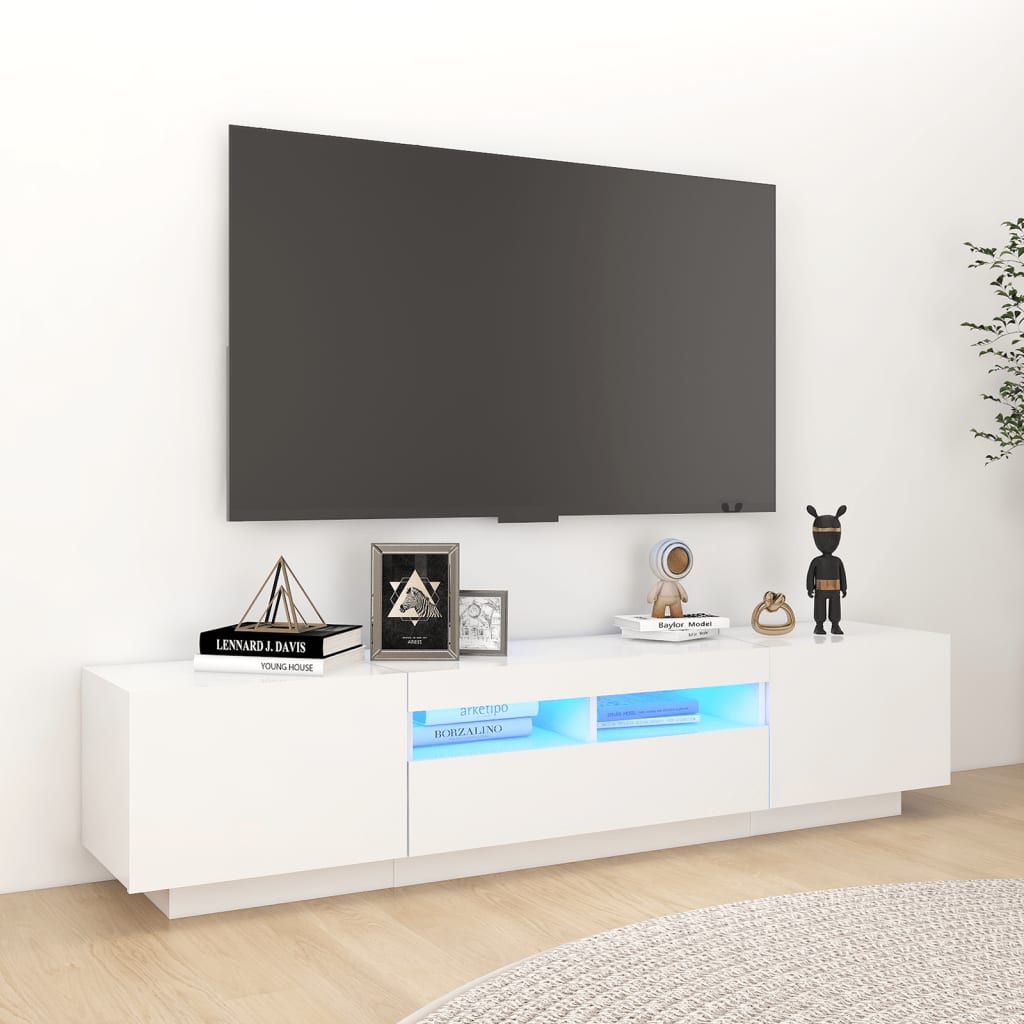 E-shop Multidom TV skrinka s LED svetlami biela 180x35x40 cm