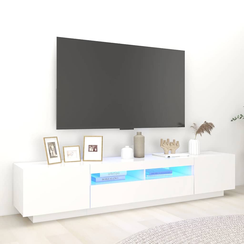 E-shop Multidom TV skrinka s LED svetlami biela 200x35x40 cm