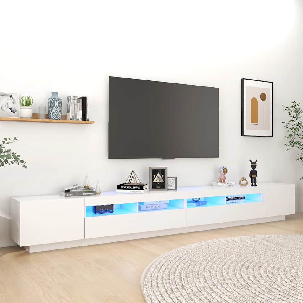 E-shop Multidom TV skrinka s LED svetlami biela 300x35x40 cm