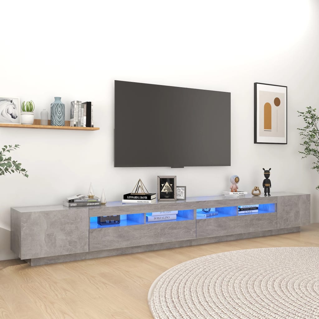 E-shop Multidom TV skrinka s LED svetlami betónovo-sivá 300x35x40 cm