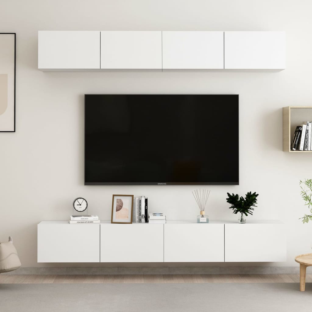 E-shop Multidom TV skrinky 4 ks, biele 100x30x30 cm, kompozitné drevo