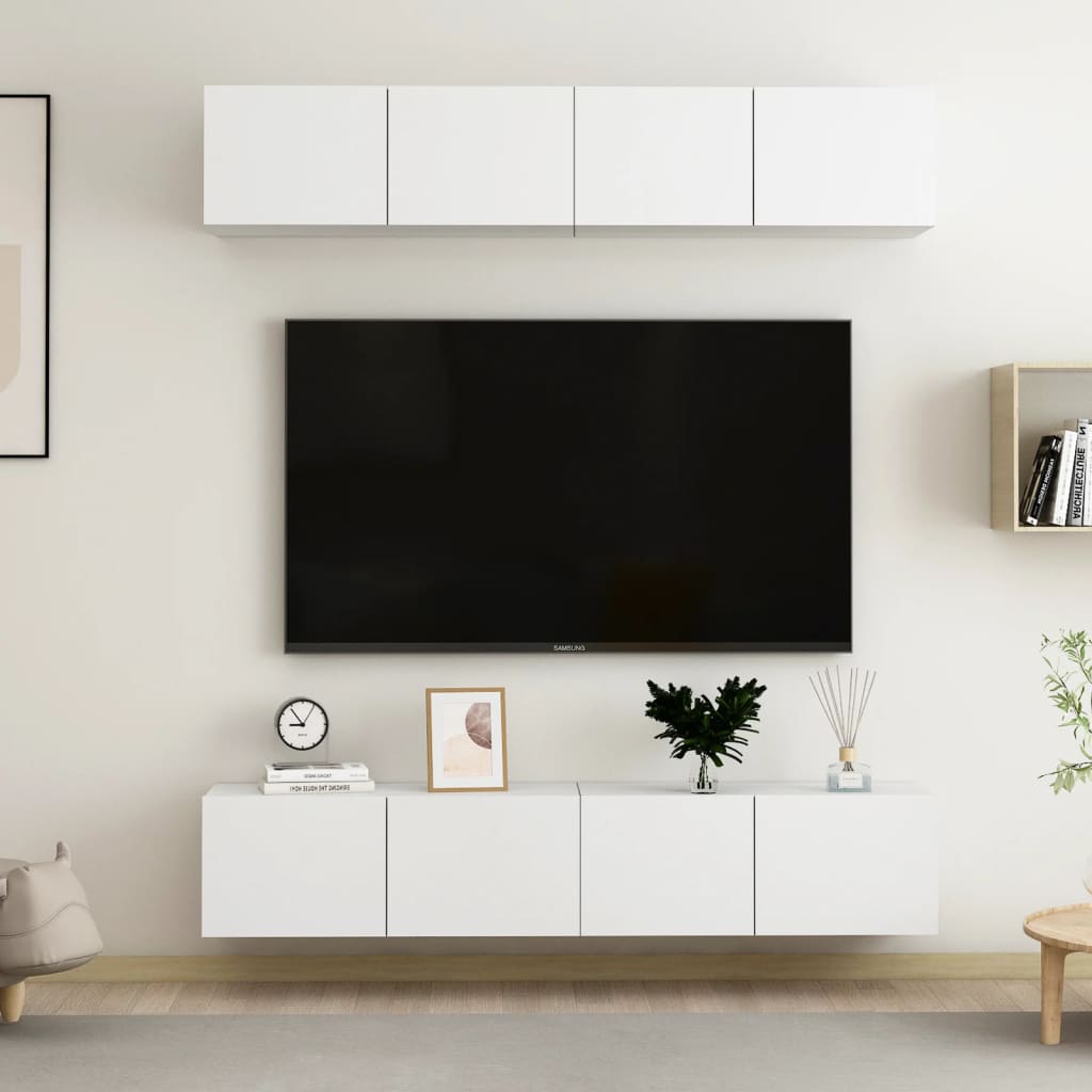 E-shop Multidom TV skrinky 4 ks, biele 80x30x30 cm, kompozitné drevo