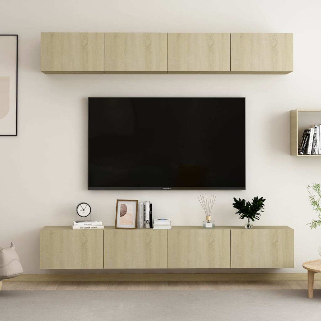 E-shop Multidom TV skrinky 4 ks, dub sonoma 100x30x30 cm, kompozitné drevo