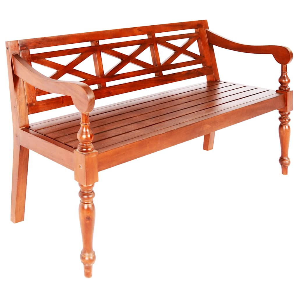E-shop Multidom Lavička Batavia 123 cm mahagónový masív tmavohnedá