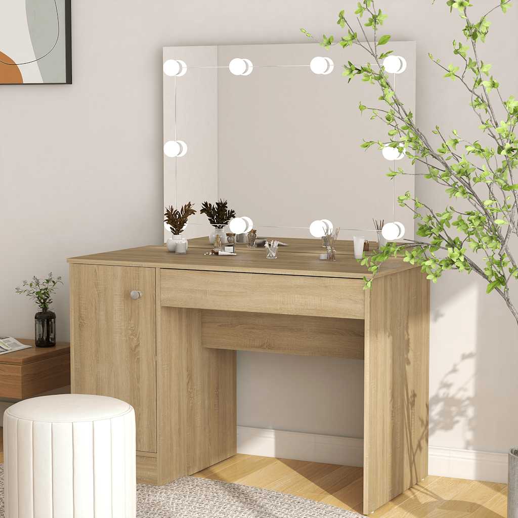 E-shop Multidom Toaletný stolík s LED svetlami 110x55x145 cm MDF dubový
