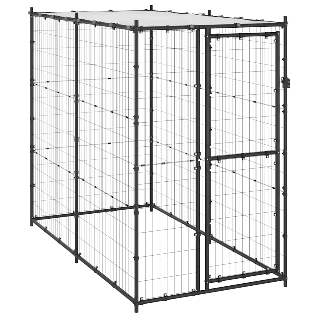 E-shop Multidom Vonkajšia voliéra pre psy oceľová so strechou 110x220x180 cm