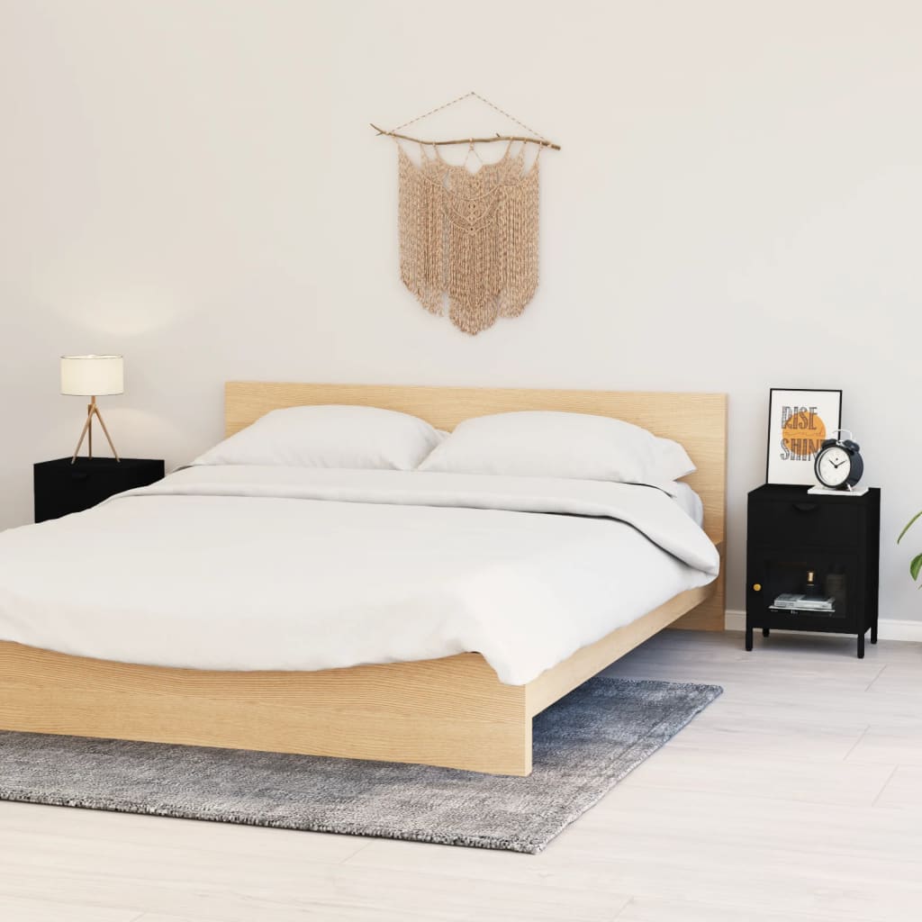 E-shop Multidom Nočné stolíky 2 ks čierne 40x30x54,5 cm oceľ a sklo