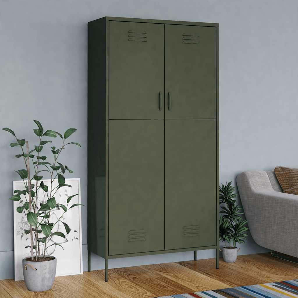 E-shop Multidom Skriňa olivovo-zelená 90x50x180 cm oceľová