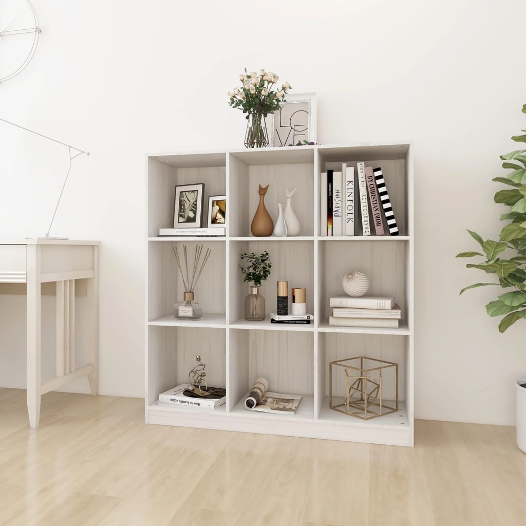 E-shop Multidom Knižnica/deliaca stena biela 104x33,5x110 cm masívna borovica