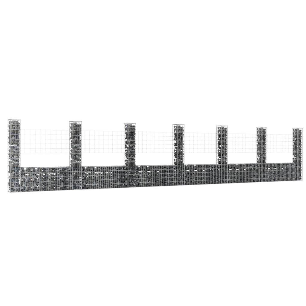 E-shop Multidom Železný gabiónový kôš v tvare U so 7 stĺpmi 740x20x150 cm
