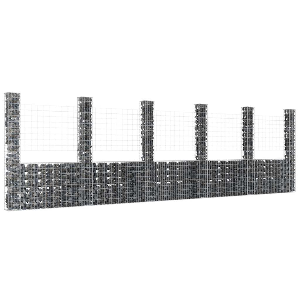 E-shop Multidom Železný gabiónový kôš v tvare U so 6 stĺpmi 620x20x200 cm
