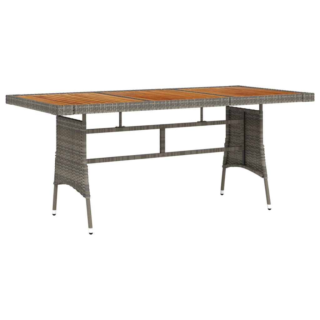 E-shop Multidom Záhradný stôl sivý 160x70x72 cm polyratan a akáciový masív