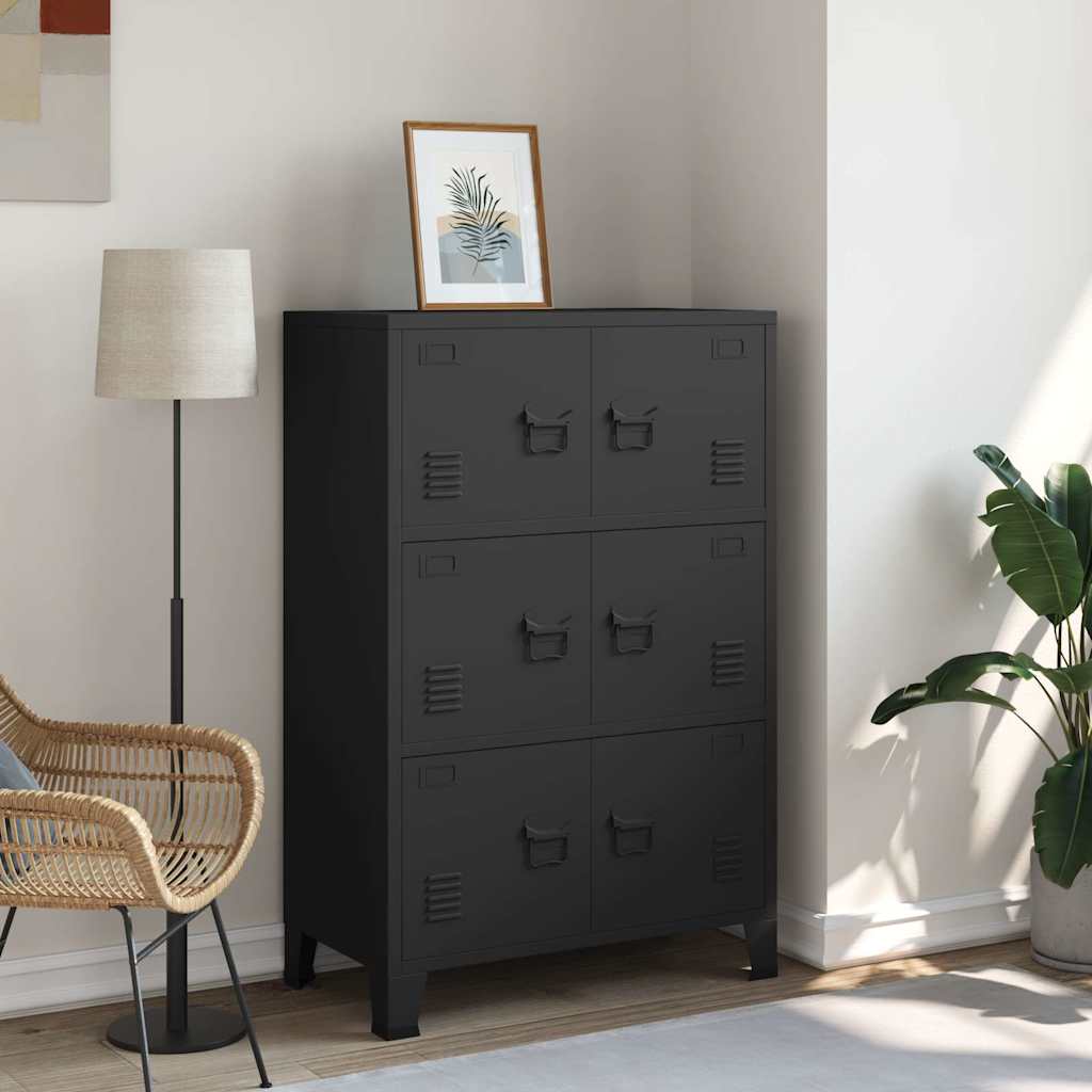 E-shop Multidom Industriálna úložná skrinka, čierna 75x40x115 cm, kov