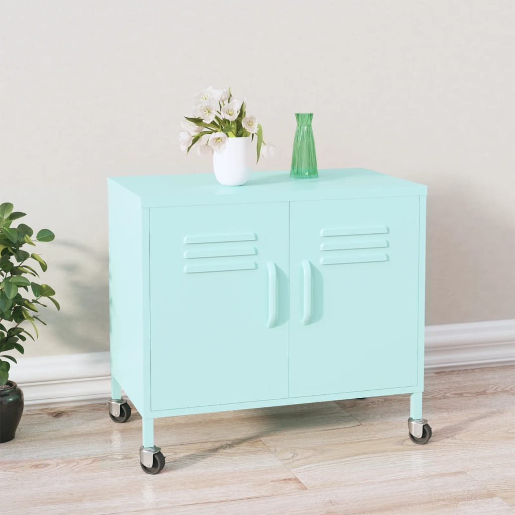E-shop Multidom Úložná skrinka, mätovo zelená 60x35x56 cm, oceľ