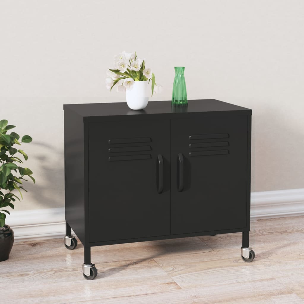 E-shop Multidom Úložná skrinka, čierna 60x35x56 cm, oceľ