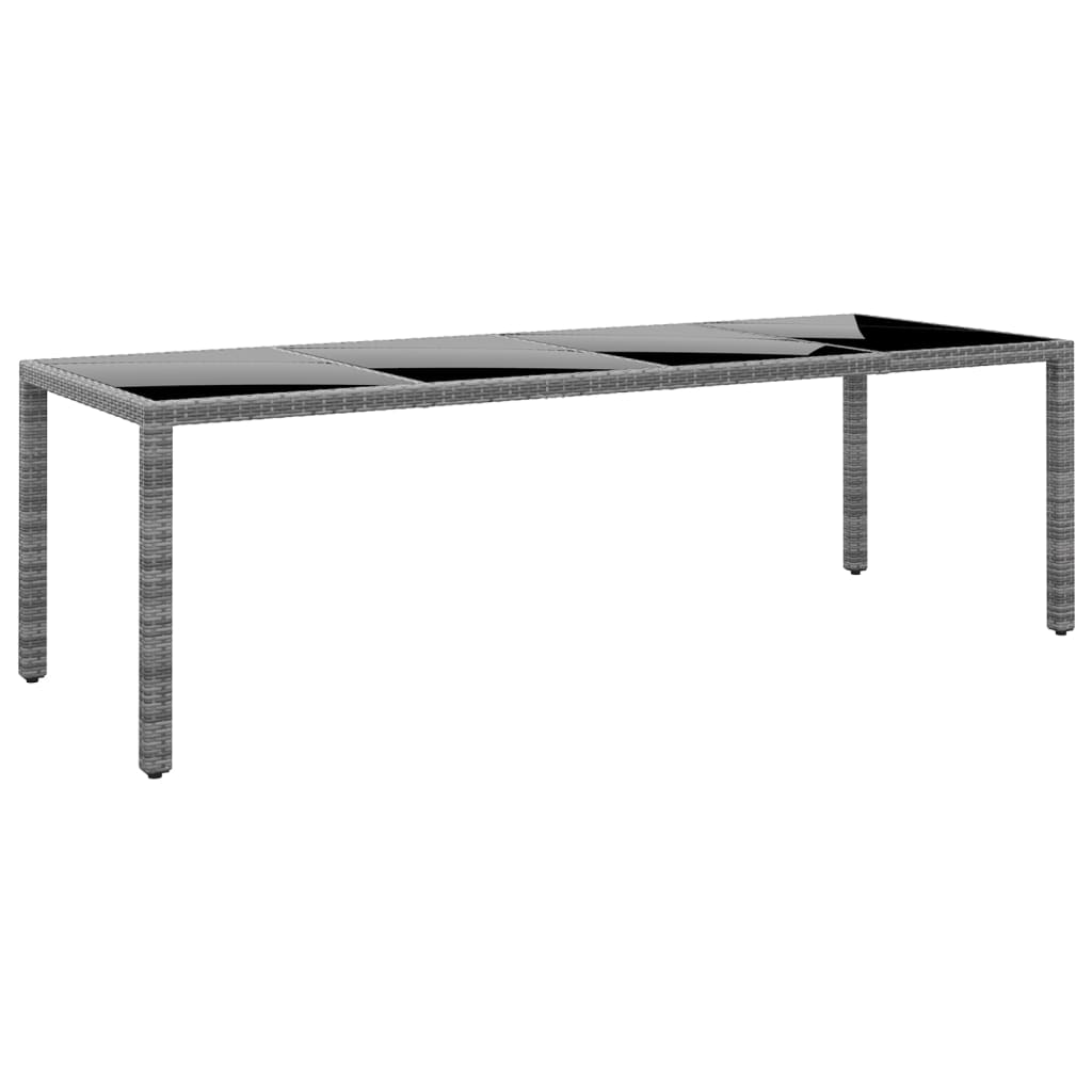 E-shop Multidom Záhradný stôl 250x100x75 cm tvrdené sklo a polyratan sivý