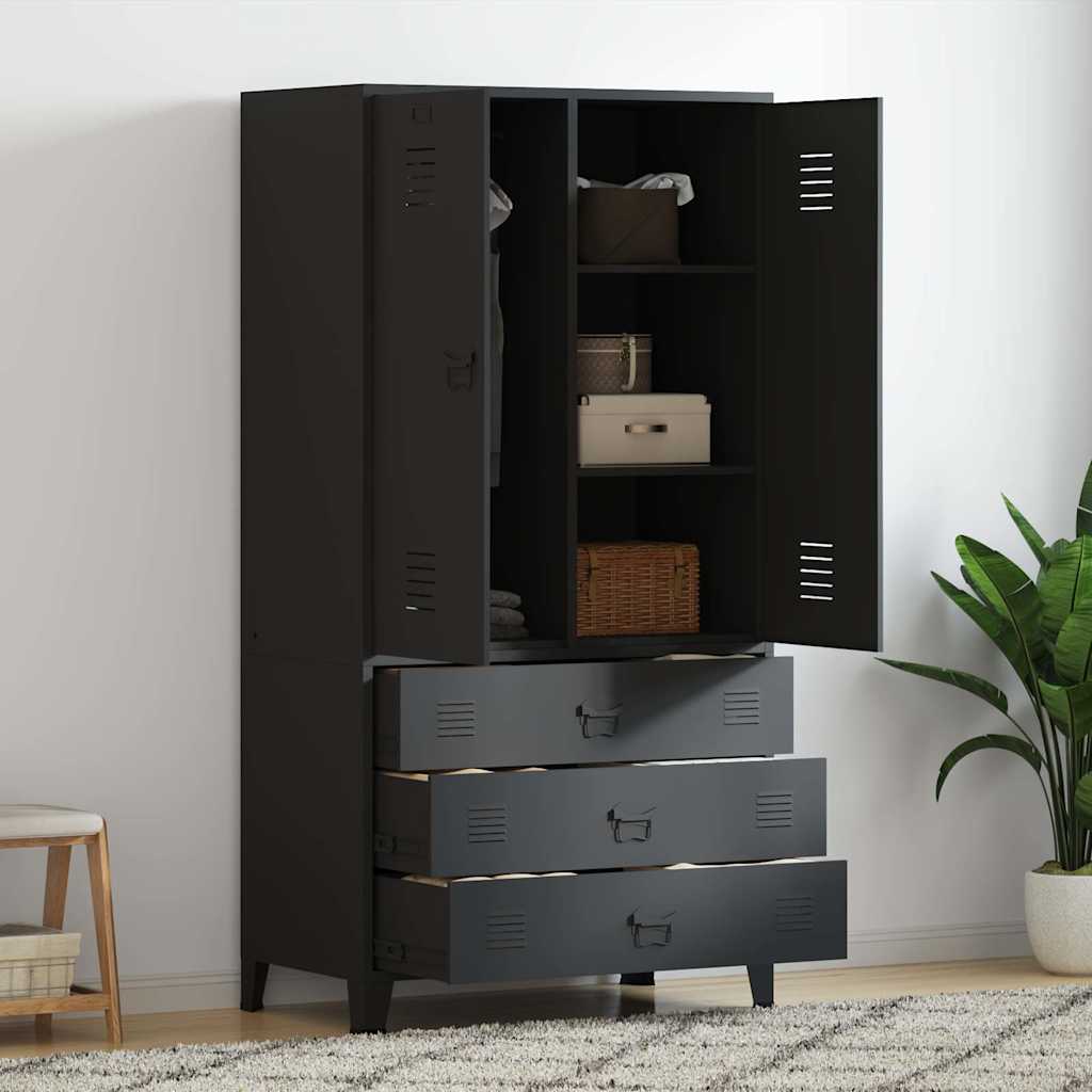 E-shop Multidom Industriálna skriňa čierna 90x50x180 cm kovová