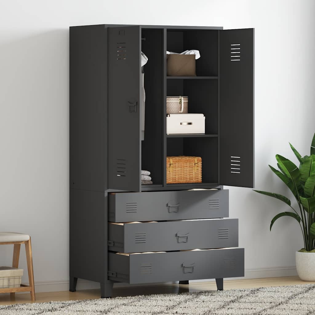 E-shop Multidom Industriálna skriňa antracitová 90x50x180 cm kovová