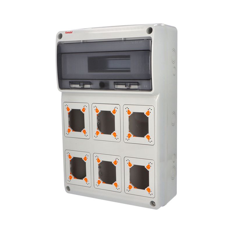 E-shop Famatel Skříň 3962 AcquaCOMBI IP65, 6 otvorů, 16 modulů, 500x330x155mm