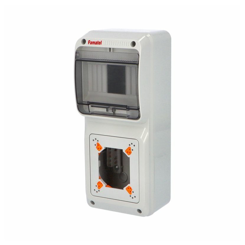 E-shop Famatel Skříň 3928 AcquaCOMBI IP65, 6 modulů, 1 otvor pro zásuvku, 305x125x107mm