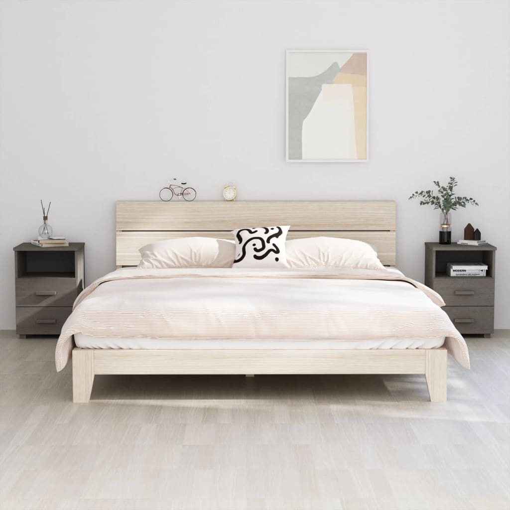 E-shop Multidom Nočné stolíky HAMAR 2 ks, svetlosivé 40x35x62 cm, masív