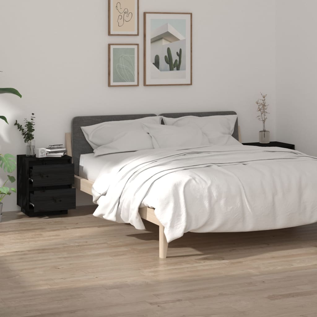 E-shop Multidom Nočné stolíky 2 ks čierne 40x35x50 cm masívne borovicové drevo