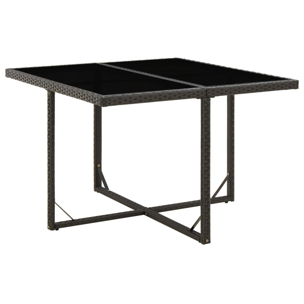 E-shop Multidom Záhradný stôl čierny 109x107x74 cm polyratan a sklo