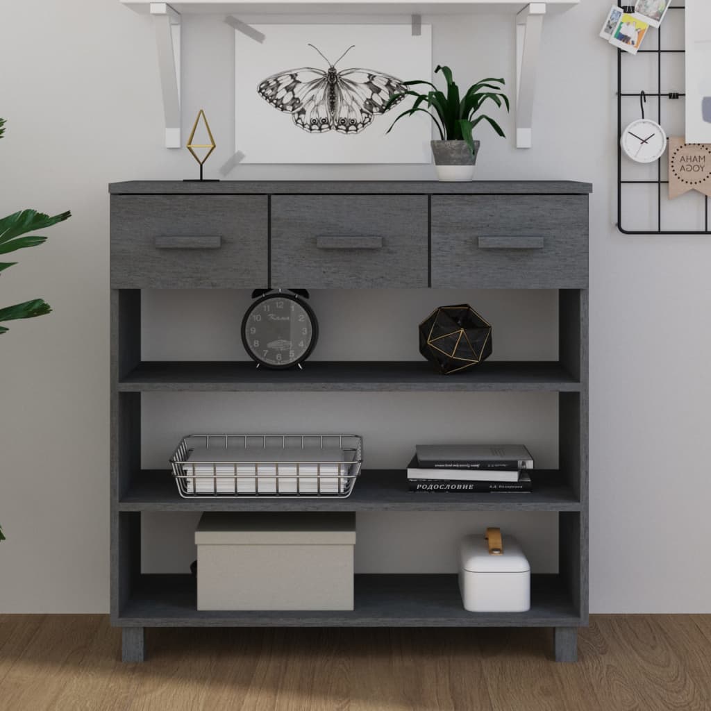 E-shop Multidom Konzolový stolík HAMAR, tmavosivý 90x35x90 cm, borovica