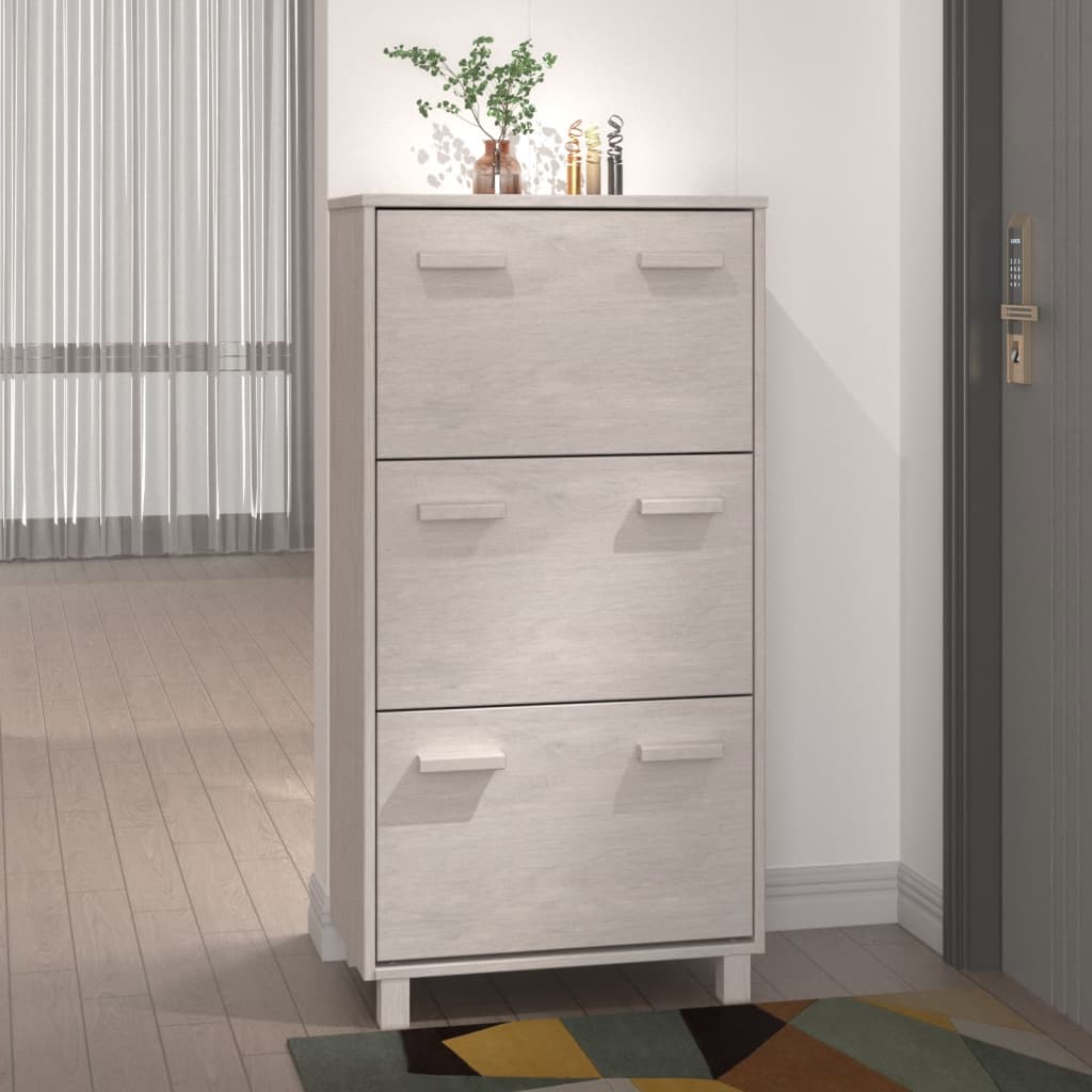 E-shop Multidom Skrinka na topánky HAMAR, biela 59,5x35x117 cm, borovica