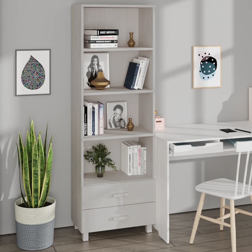 E-shop Multidom Vysoká skrinka HAMAR, biela 60x35x180 cm, borovicový masív