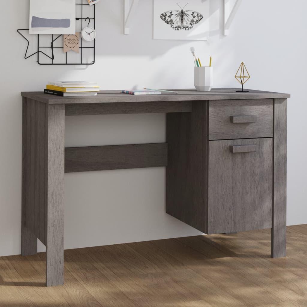 E-shop Multidom Písací stôl HAMAR, svetlosivý 113x50x75 cm, borovicový masív