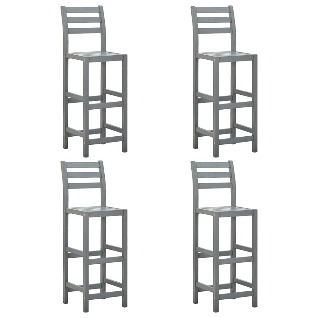 E-shop Multidom Barové stoličky 4 ks, sivé, akáciový masív