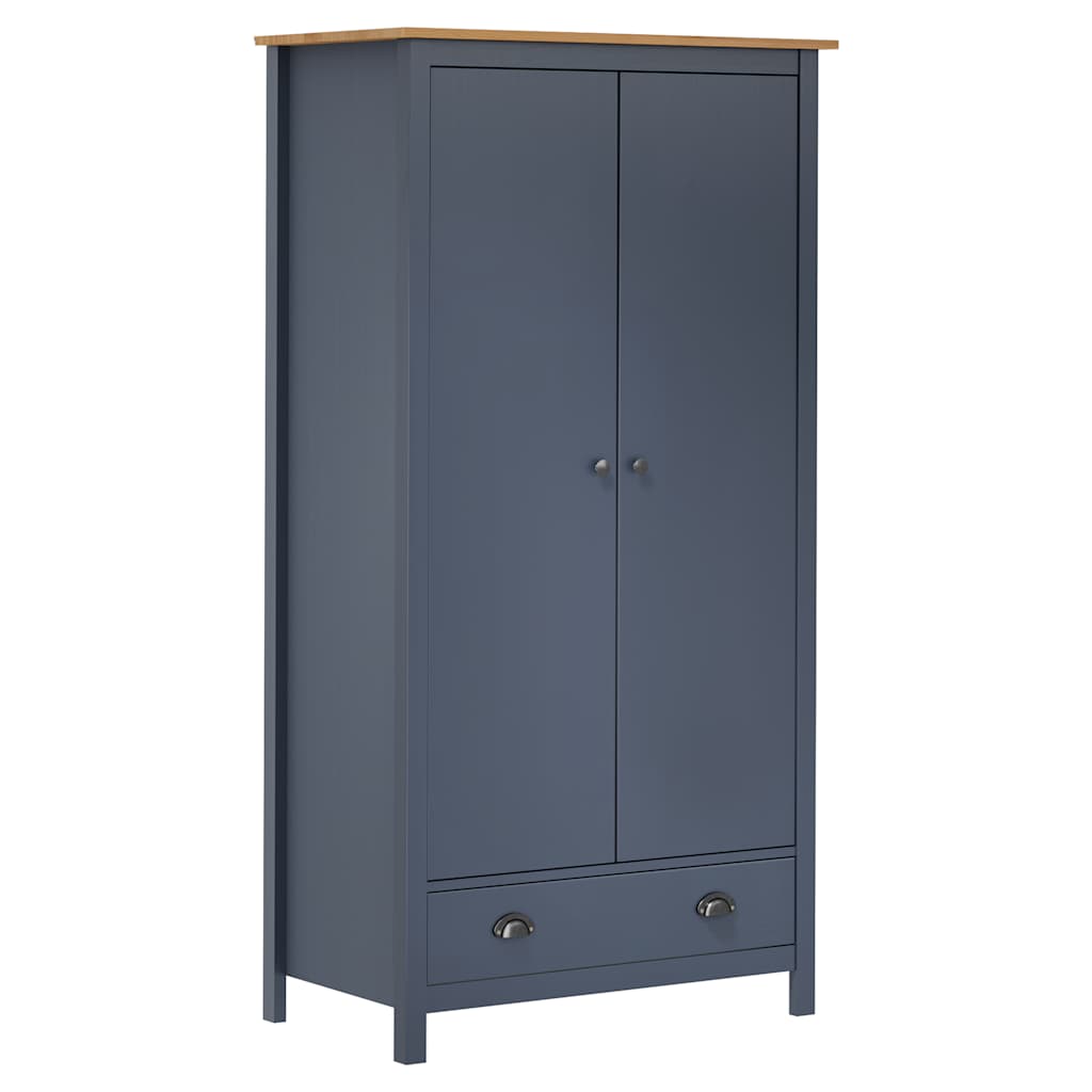 E-shop Multidom 2-dverový šatník Hill, sivý 89x50x170 cm, borovicový masív