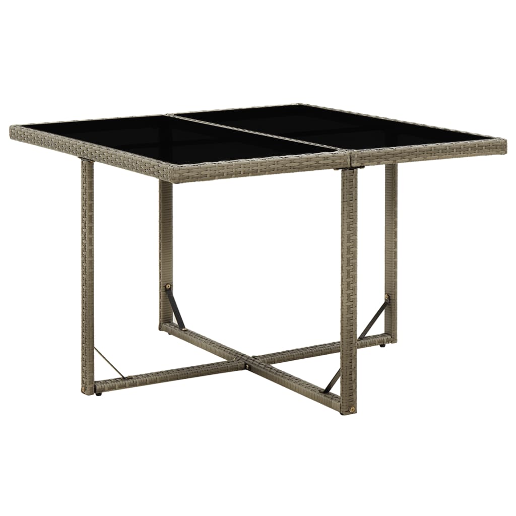 E-shop Multidom Záhradný stôl sivý 109x107x74 cm polyratan a sklo