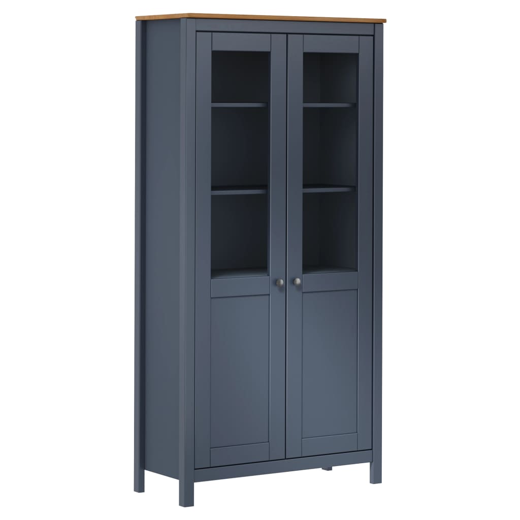 E-shop Multidom Vysoká skrinka Hill, sivá 85x37x170,5 cm, borovicový masív