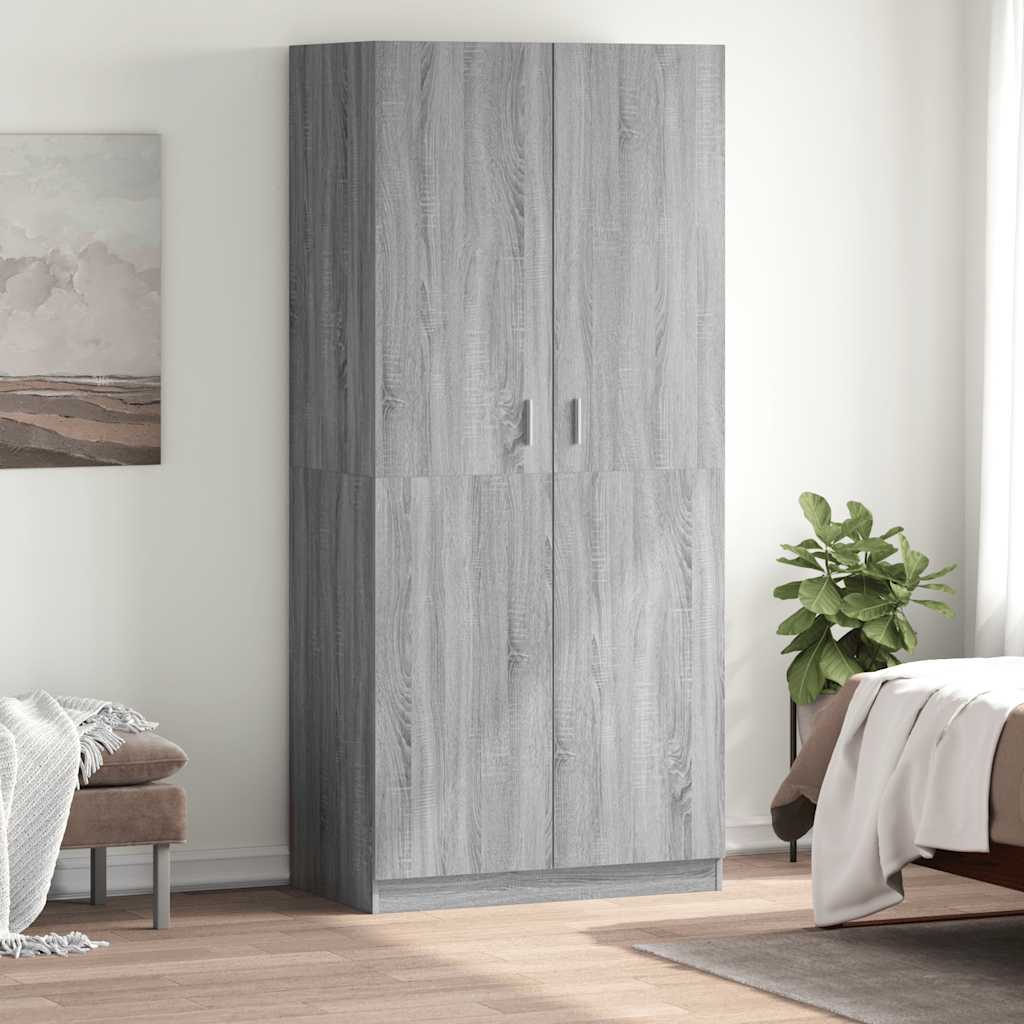 E-shop Multidom Šatník sivý dub sonoma 90x52x200 cm spracované drevo