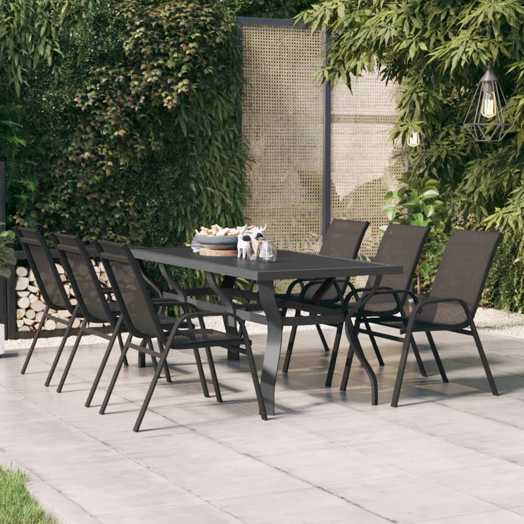 E-shop Multidom Záhradný stôl sivo-čierny 180x80x70 cm oceľ a sklo
