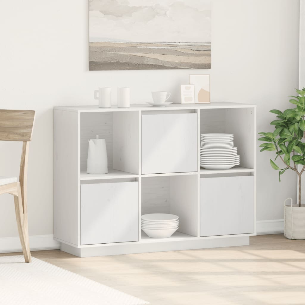 E-shop Multidom Komoda biela 110,5x35x80 cm borovicový masív