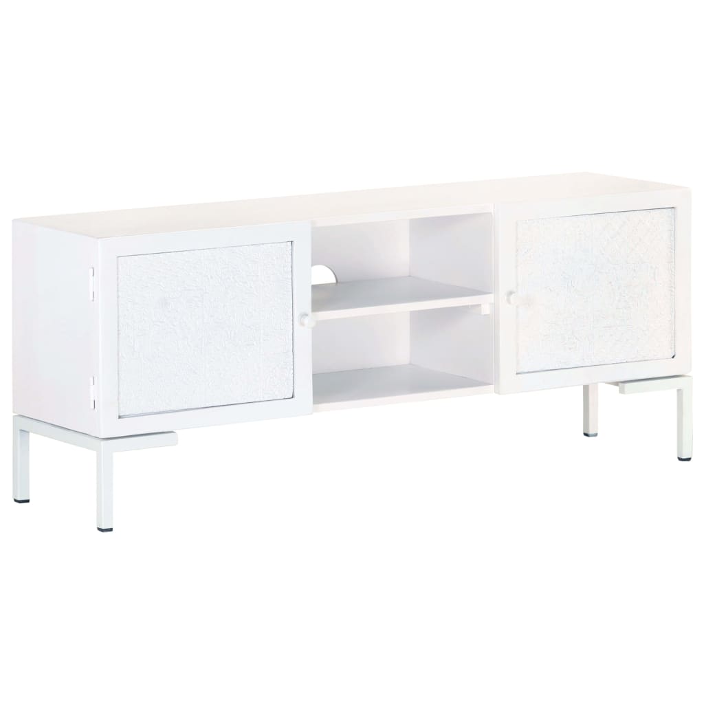 E-shop Multidom TV skrinka biela 115x30x46 cm masívne mangovníkové drevo