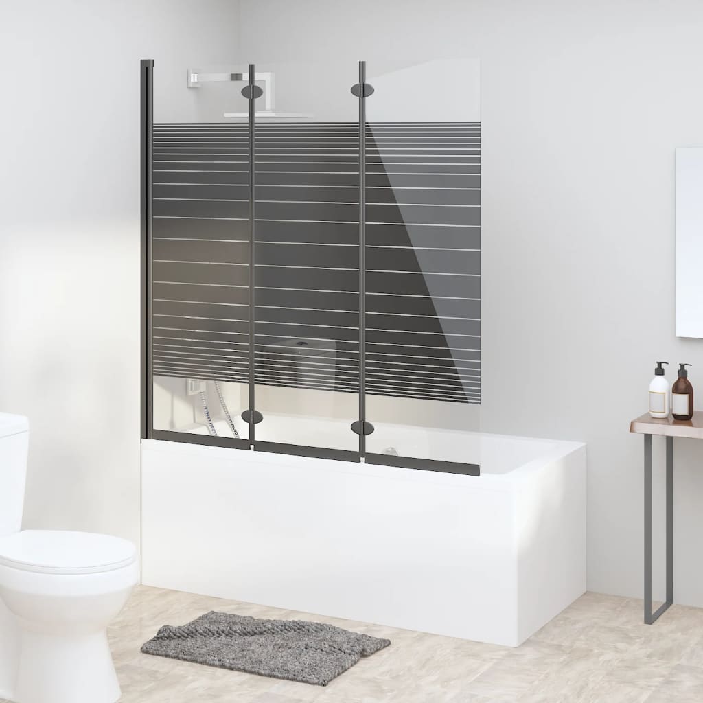 Multidom Skladací sprchový kút 3 panely 130x130 cm ESG čierny