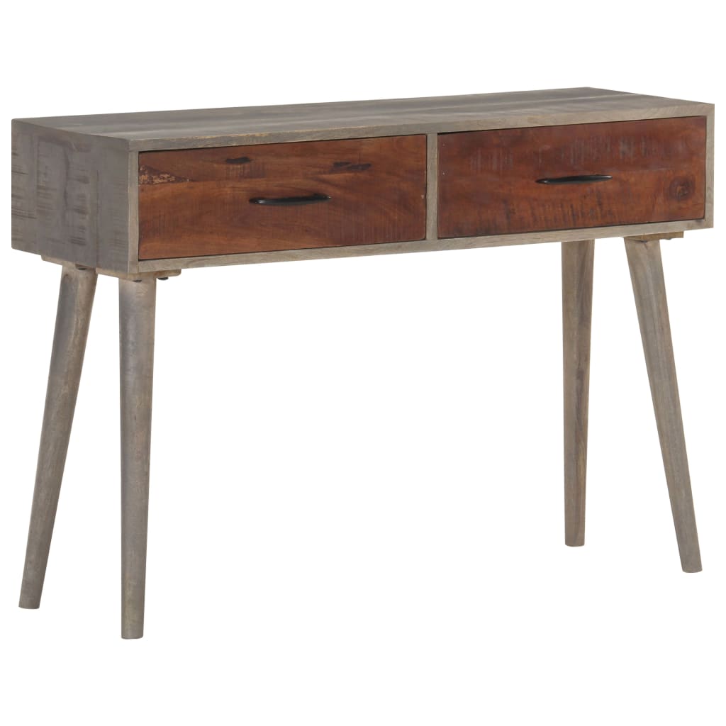 E-shop Multidom Konzolový stolík sivý 110x35x75 cm surový mangovníkový masív