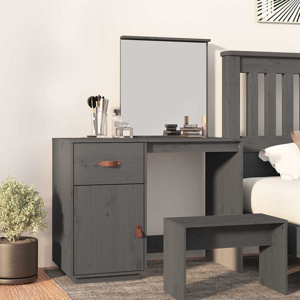 E-shop Multidom Toaletný stolík sivý 95x50x134 cm masívne borovicové drevo
