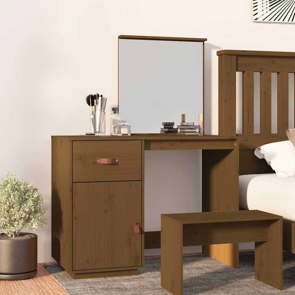 E-shop Multidom Toaletný stolík hnedý 95x50x134 cm masívne borovicové drevo