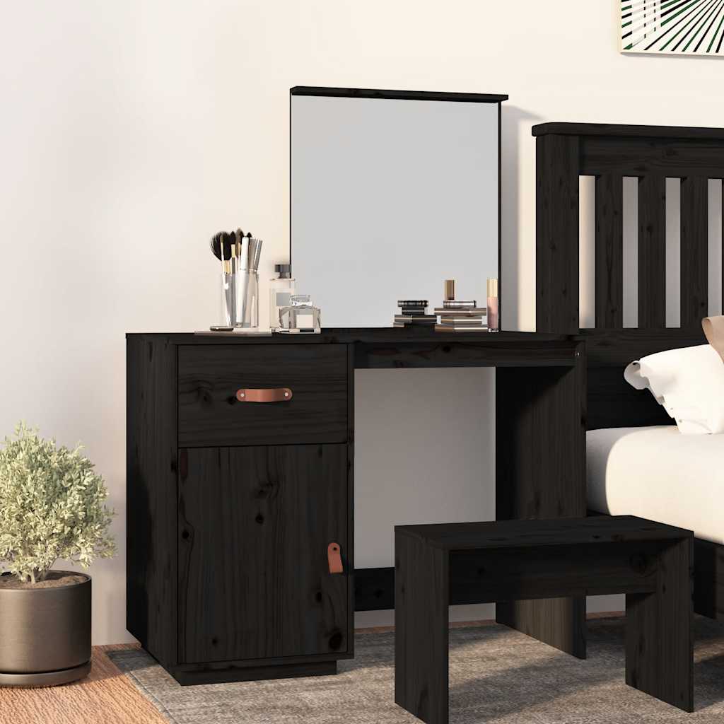 E-shop Multidom Toaletný stolík čierny 95x50x134 cm masívne borovicové drevo