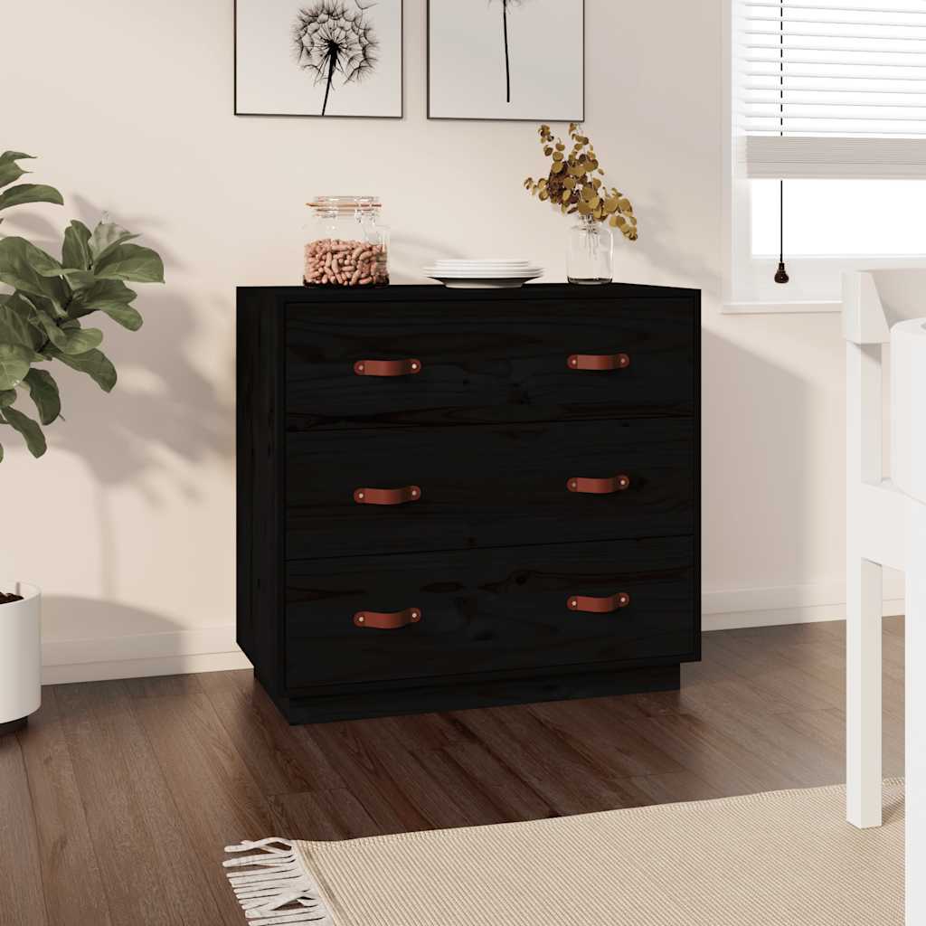 E-shop Multidom Komoda čierna 80x40x75 cm borovicový masív
