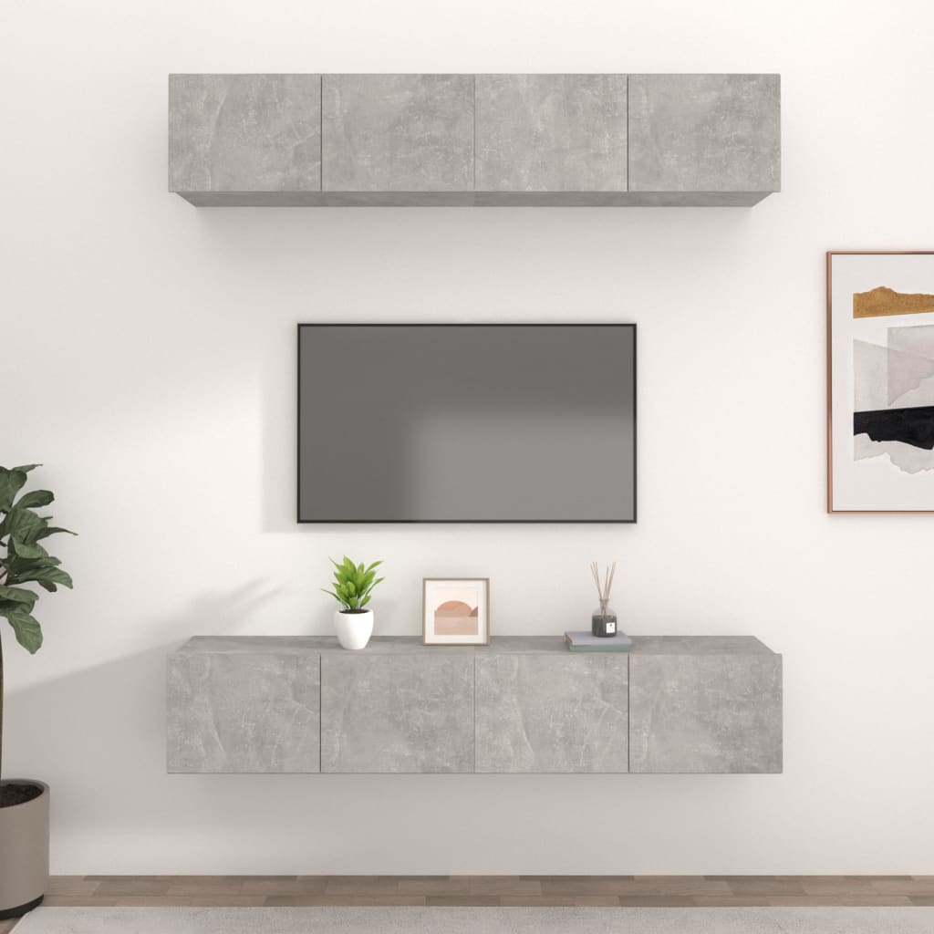 E-shop Multidom TV skrinky 4 ks betónovosivé 80x30x30 cm spracované drevo